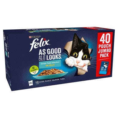 Felix As Good As It Looks Ocean Feasts in Jelly 40 x 85g Wet Cat Food Felix