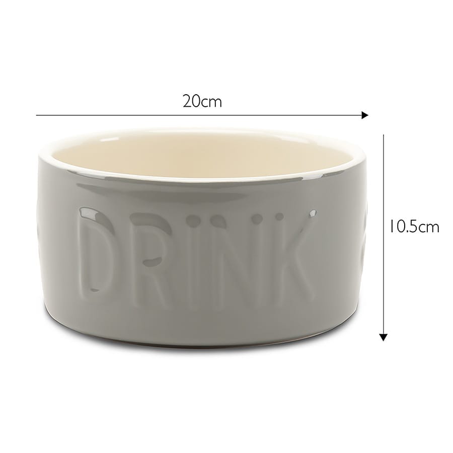 Scruffs Classic Water Bowl - 20cm Grey Pet Bowls Scruffs