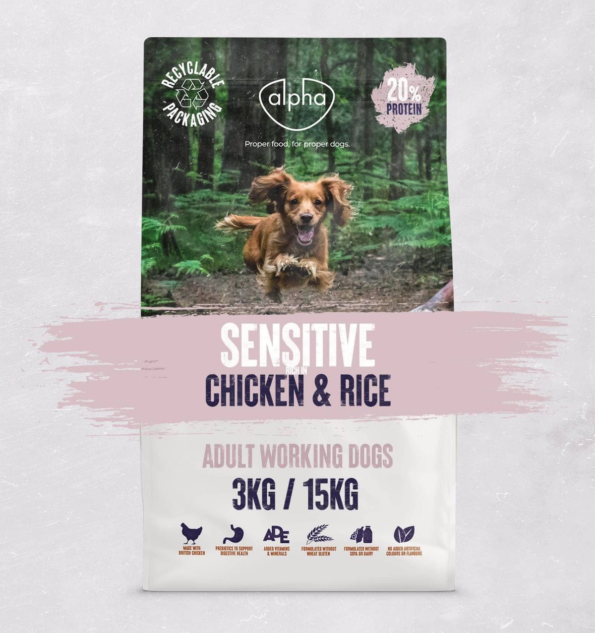 Alpha Sensitive Chicken & Rice Dry Dog Food 15kg Dry Dog Food Alpha