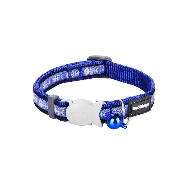 Red Dingo Cat Collar Design Fish Bone Blue XS Red Dingo