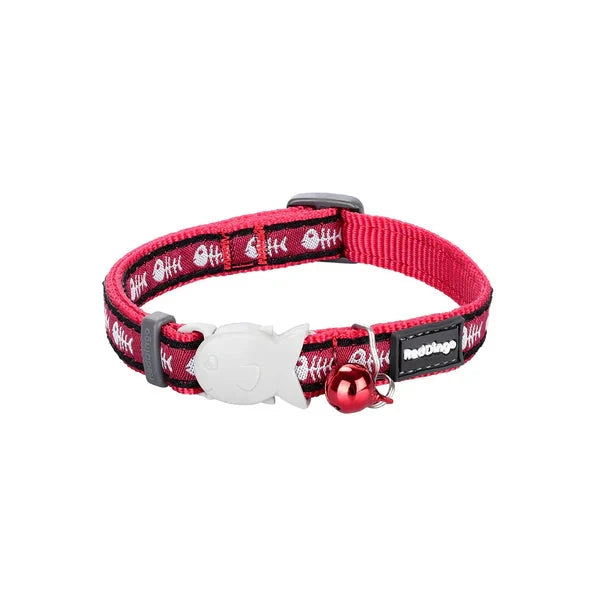 Red Dingo Cat Collar Design Fish Bone Red XS Red Dingo