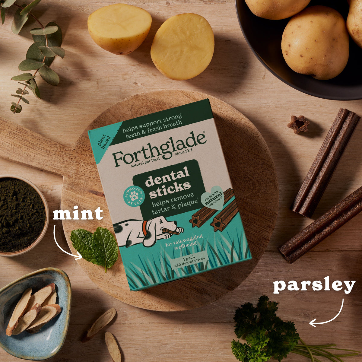 Forthglade Fresh Breath Dental Sticks for Dogs 5 Pack 185g Dog Dental Treats Forthglade
