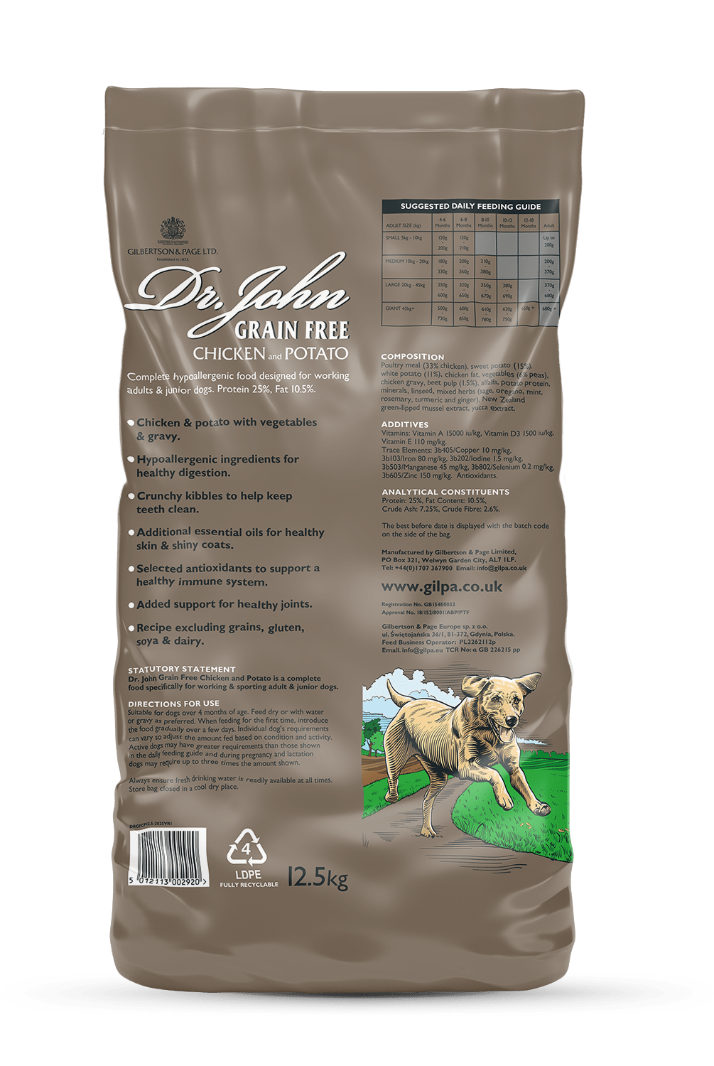 Dr John Grain Free Chicken & Potato Dry Dog Food 12.5kg Dry Dog Food Dr John