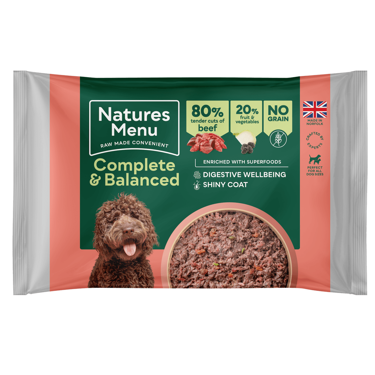 Natures Menu 80/20 Beef Raw Dog Food Block 500g Raw Dog Food Natures Menu