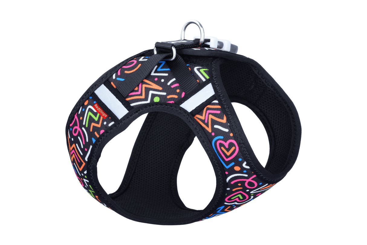 Red Dingo Mesh Dog Harness Red Dingo Squiggles Black XXS