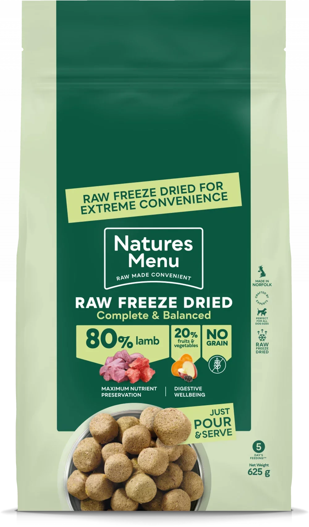 Natures Menu Freeze Dried Lamb 625g Natures Menu