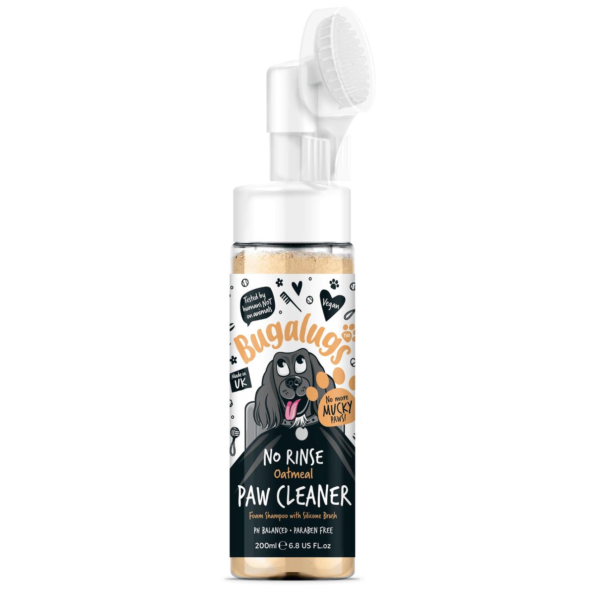 Bugalugs Oatmeal No-Rinse Paw Cleaner 200ml Pet Paw Care Bugalugs