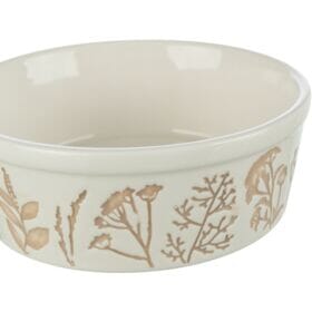 Trixie Bowl, textured motif, ceramic0.3 l/? 12 cm, white/taupe Pet Bowls Trixie