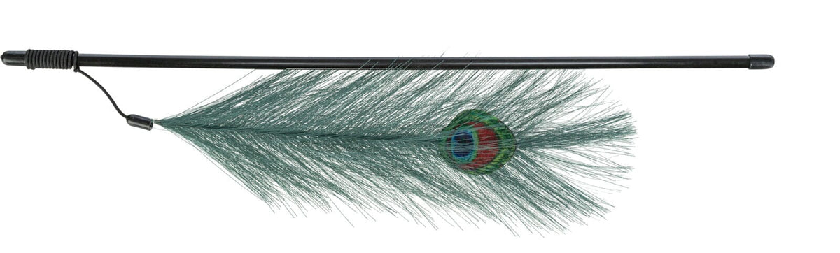Trixie Artificial Peacock Feather Cat Teaser Wand 47cm Cat Toys Trixie