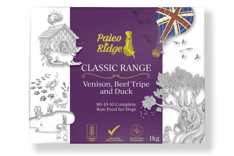 Paleo Ridge Venison, Beef Tripe & Duck 1kg ❄ Raw Dog Food Paleo Ridge