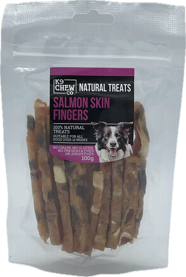 K9 Chew Salmon Skin Fingers 100g K9 Chew