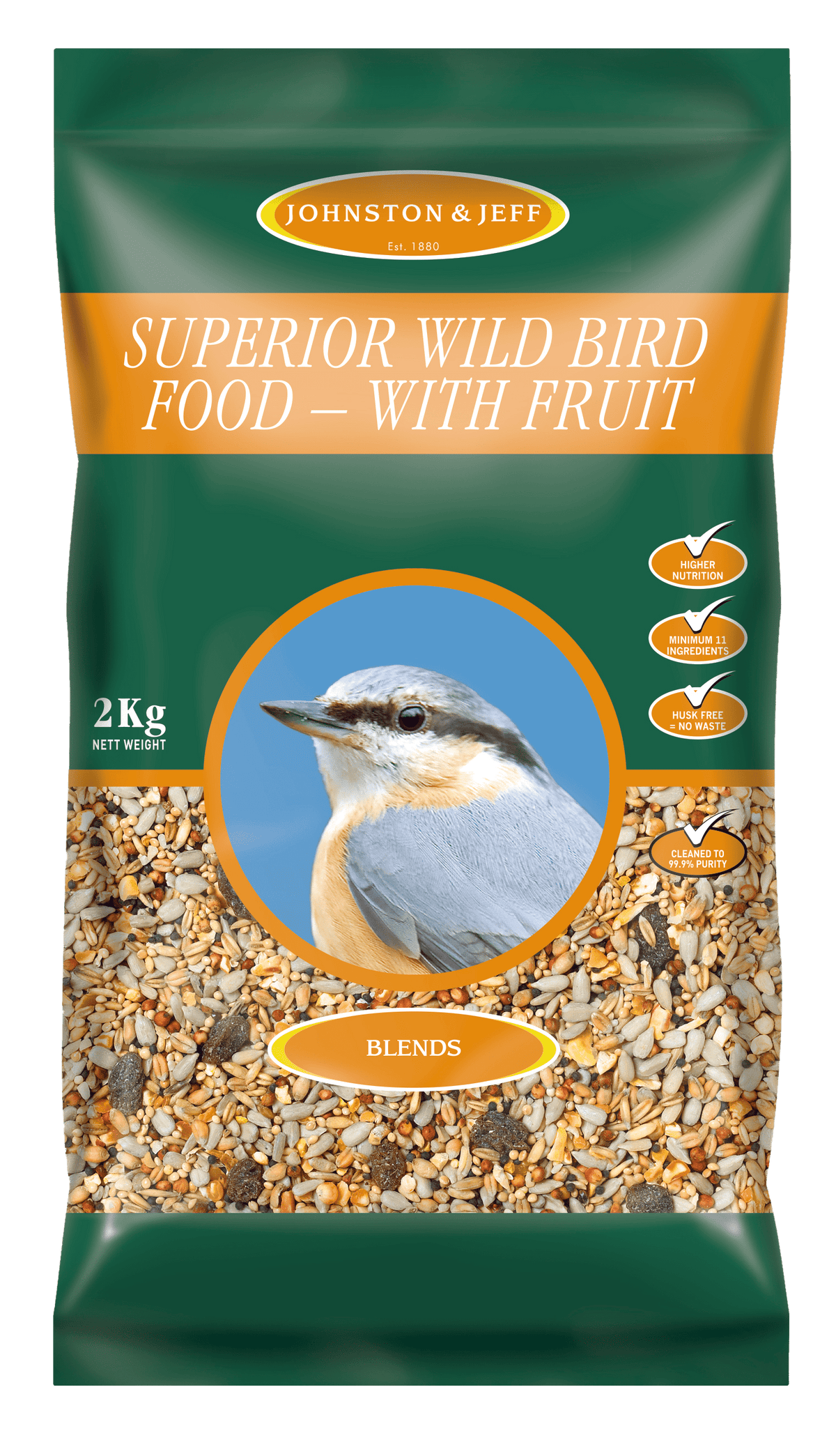 Johnston & Jeff Superior Wild Bird Food with Fruit 2kg Wild Bird Food Johnston & Jeff