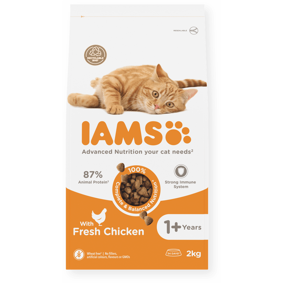 IAMS Adult Chicken Dry Cat Food 2kg Dry Cat Food Iams
