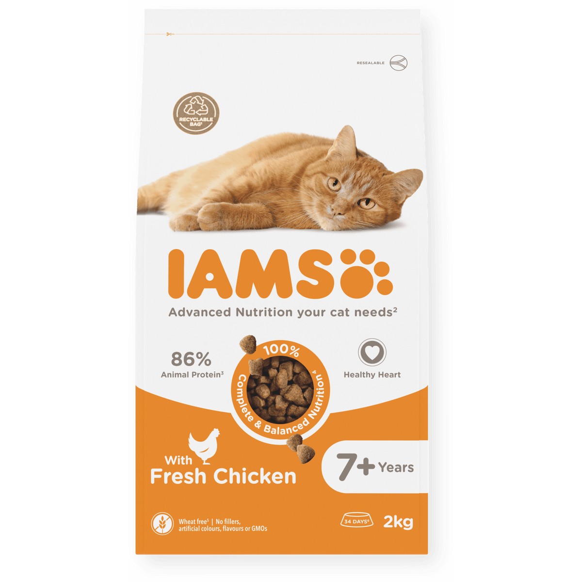 IAMS Senior 7+ Chicken Dry Cat Food 2kg Dry Cat Food Iams