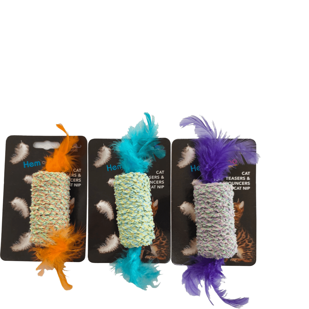 Hem & Boo Feather Barrel Catnip Cat Toy 16cm, Assorted Cat Toys Hem & Boo