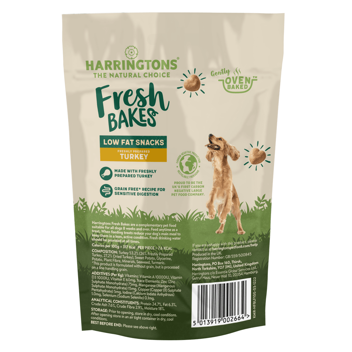 Harringtons Fresh Bakes Low Fat Turkey Dog Treats 100g Dog Treats Harringtons