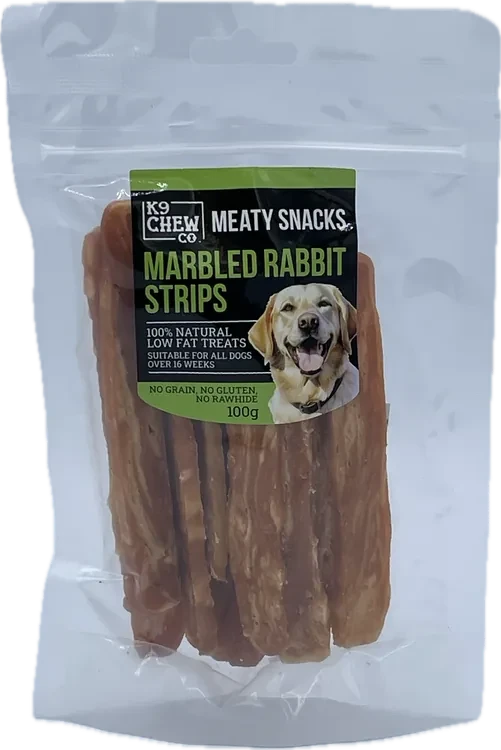 K9 Chew Marbled Rabbit Strips 100g K9 Chew