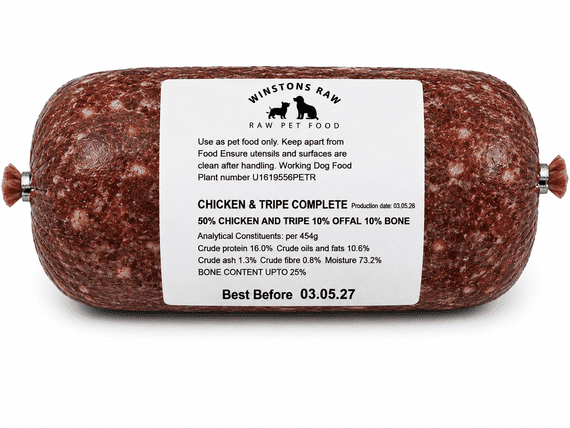 Winstons Chicken & Tripe Complete 80:10:10 454g ❄ Winstons Raw