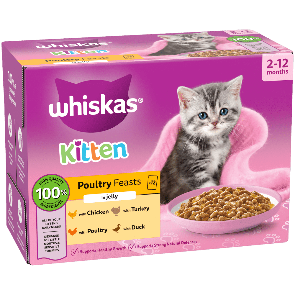 Whiskas Kitten Poultry Feasts in Jelly 12 x 85g Wet Cat Food Whiskas