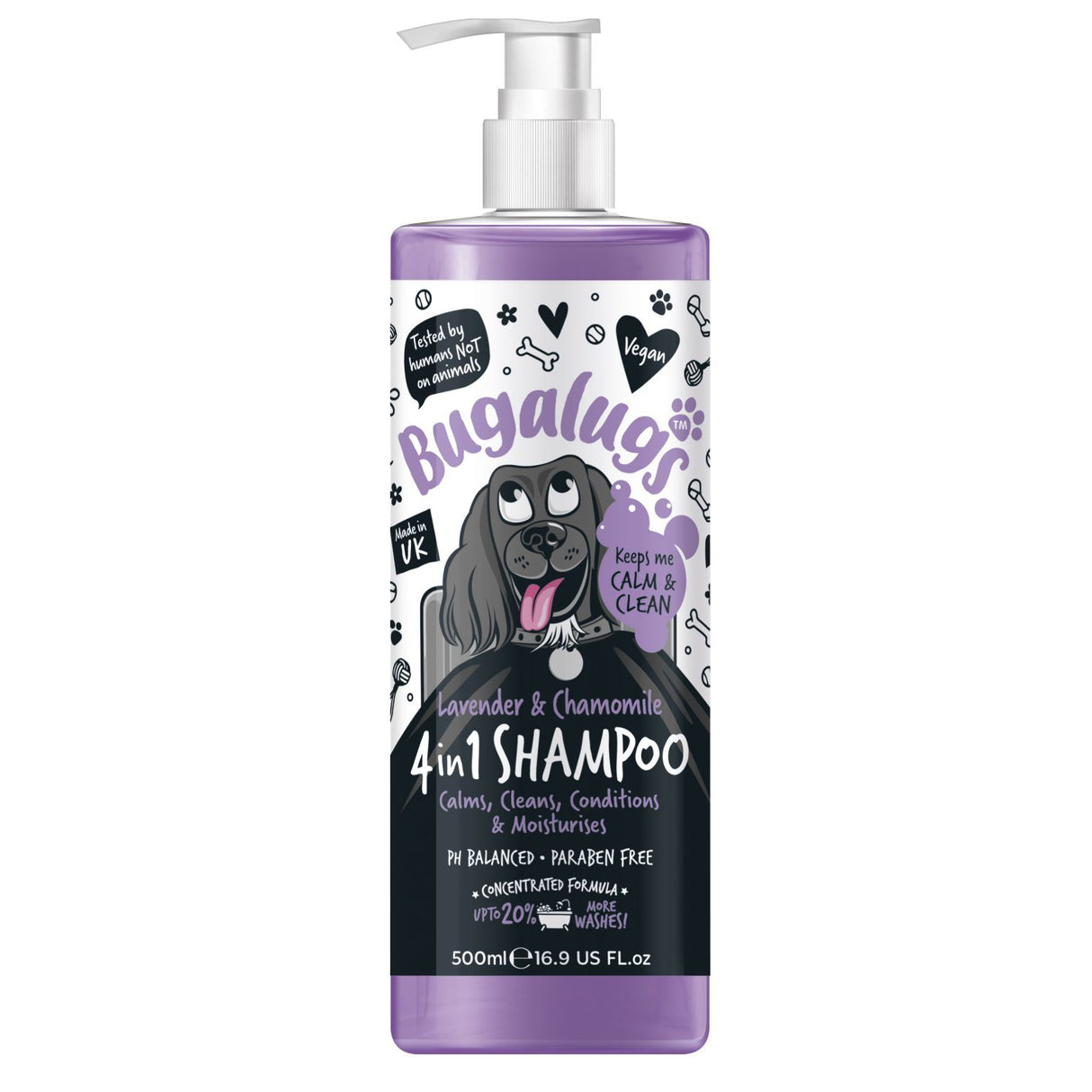 Bugalugs Lavender & Camomile 4in1 Shampoo 500ml Dog Grooming Bugalugs