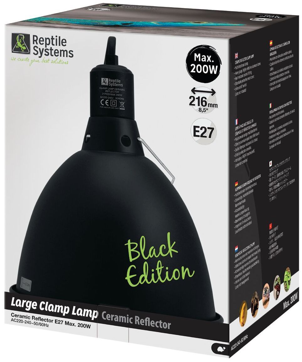 RS Clamp Lamp Black Edition Large Lighting & Heating Reptile Systems