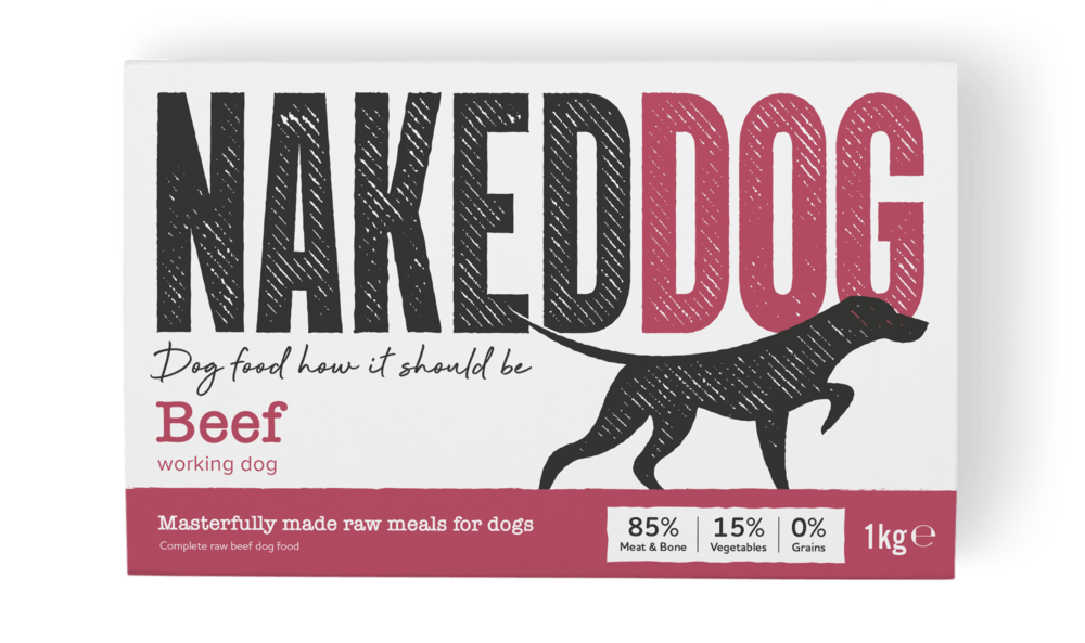 Naked Dog Working Beef 2x500g Raw Dog Food Naked Dog