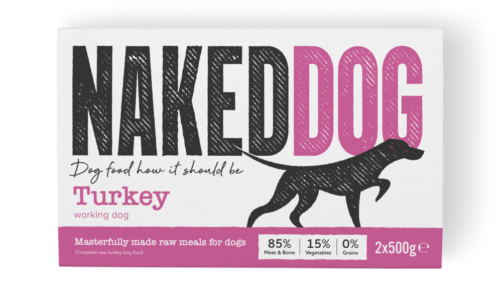 Naked Dog Working Turkey 2x500g Raw Dog Food Naked Dog
