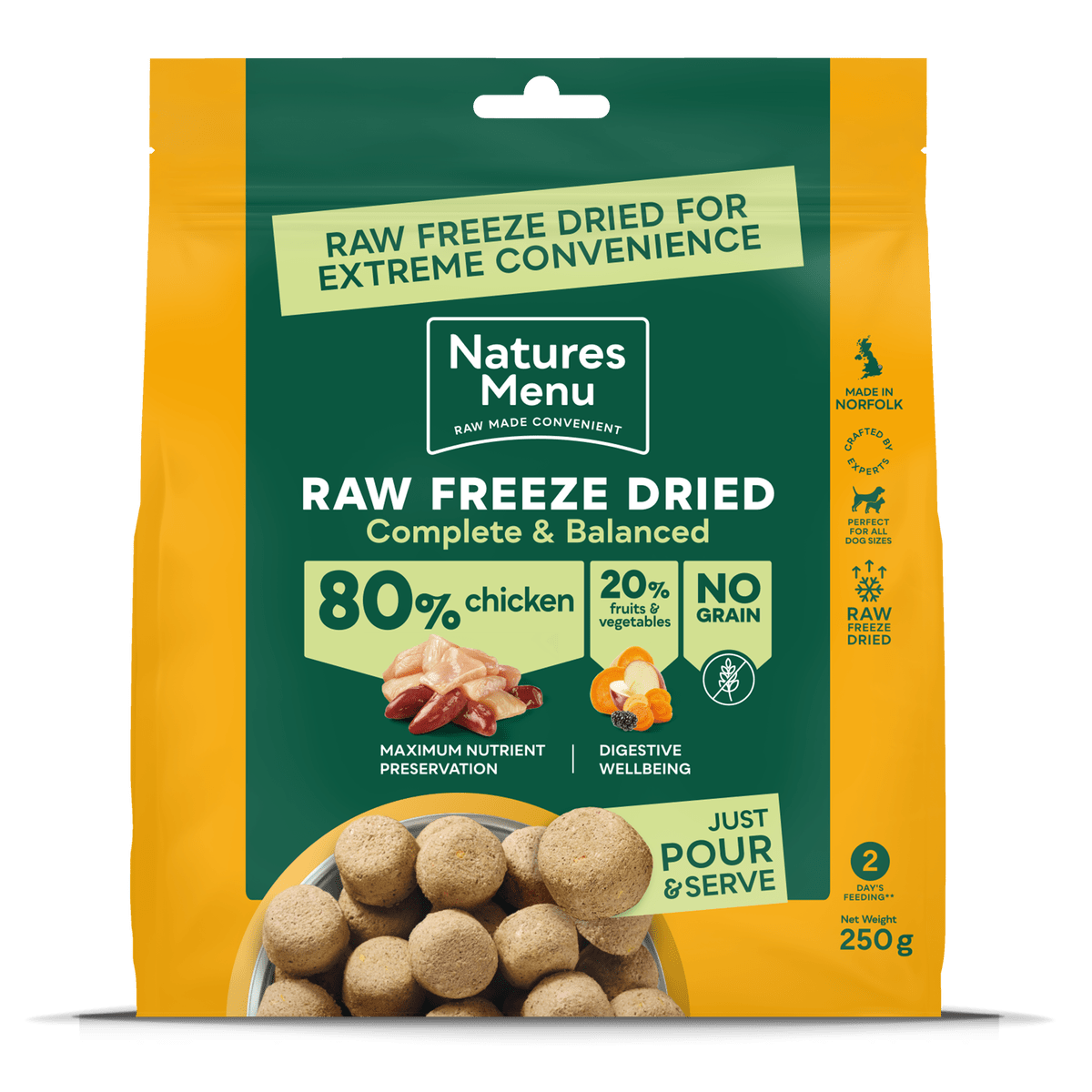 Natures Menu Chicken Freeze Dried Dog Food 250g Dry Dog Food Natures Menu 