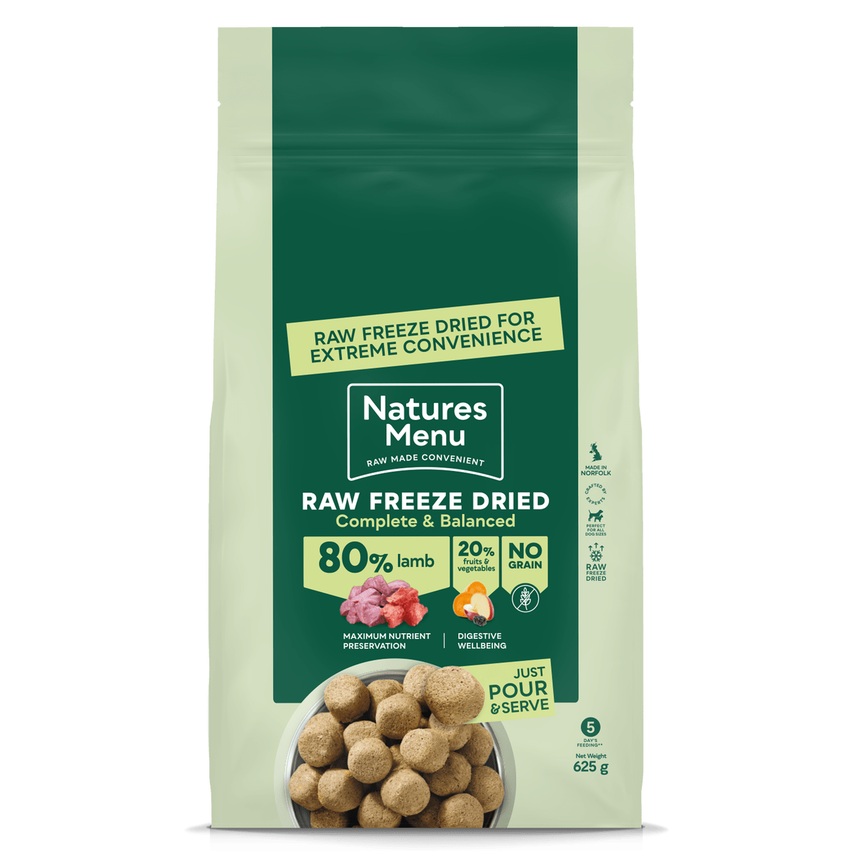Natures Menu Lamb Freeze Dried Dog Food 625g Dry Dog Food Natures Menu 