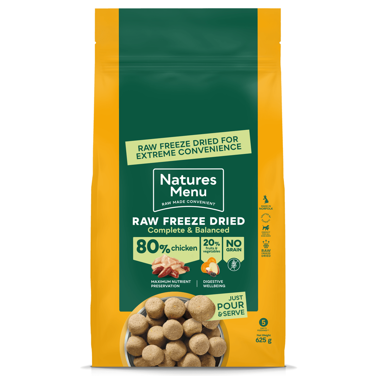 Natures Menu Chicken Freeze Dried Dog Food 625g Dry Dog Food Natures Menu 