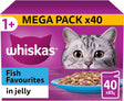Whiskas Wet 1+ Adult Cat Food Fish Favourites in Jelly 40x85g Pouches Wet Cat Food Whiskas 