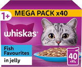 Whiskas Wet 1+ Adult Cat Food Fish Favourites in Jelly 40x85g Pouches Wet Cat Food Whiskas 
