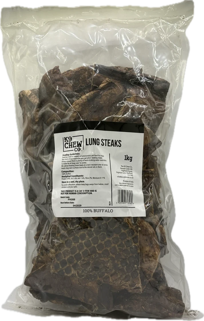 K9 Chew Lung Steaks 1kg K9 Chew 