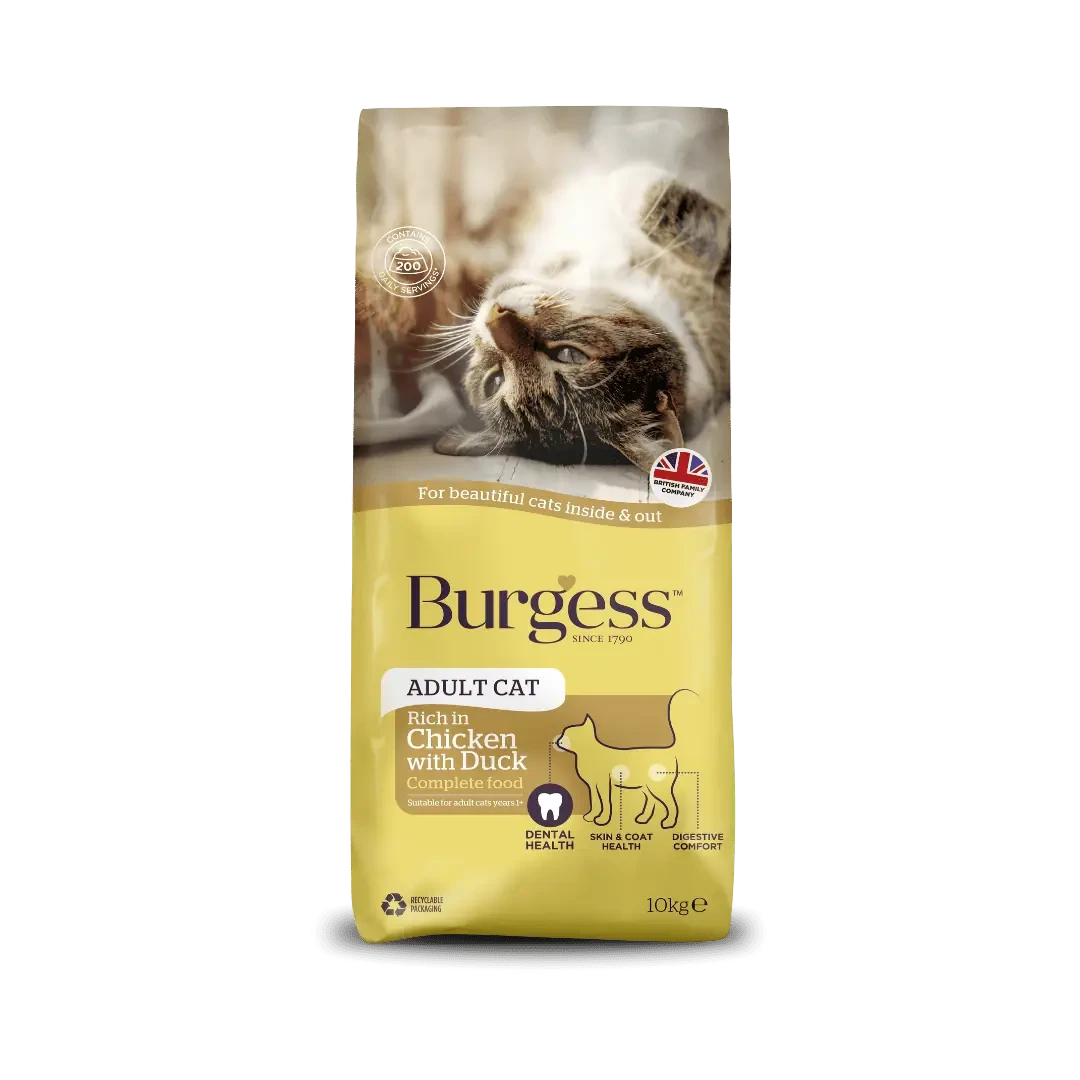 Burgess Chicken with Duck Adult Dry Cat Food 10kg Dry Cat Food Burgess 