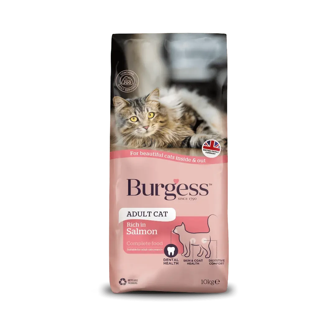 Burgess Rich in Salmon Adult Dry Cat Food 10kg Dry Cat Food Burgess 