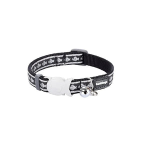 Red Dingo Cat Collar Reflective Fish Black XS Red Dingo 