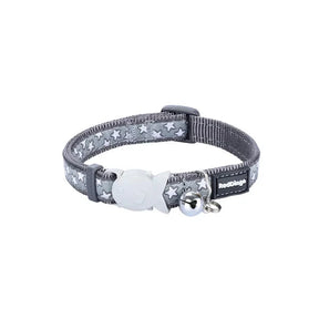 Red Dingo Cat Collar Design Stars White on Cool Grey XS Red Dingo 