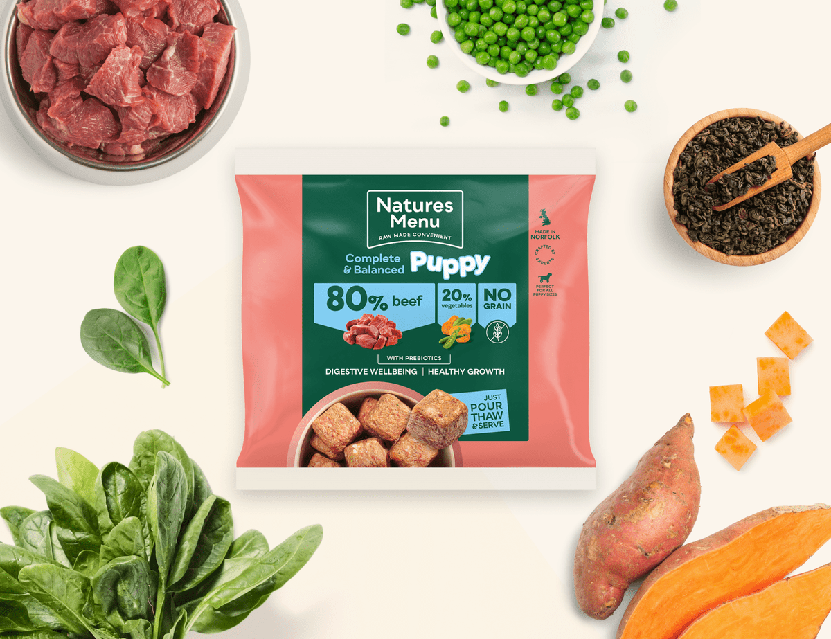 Natures Menu 80/20 Beef Raw Puppy Food Nuggets 1kg Raw Dog Food Natures Menu 
