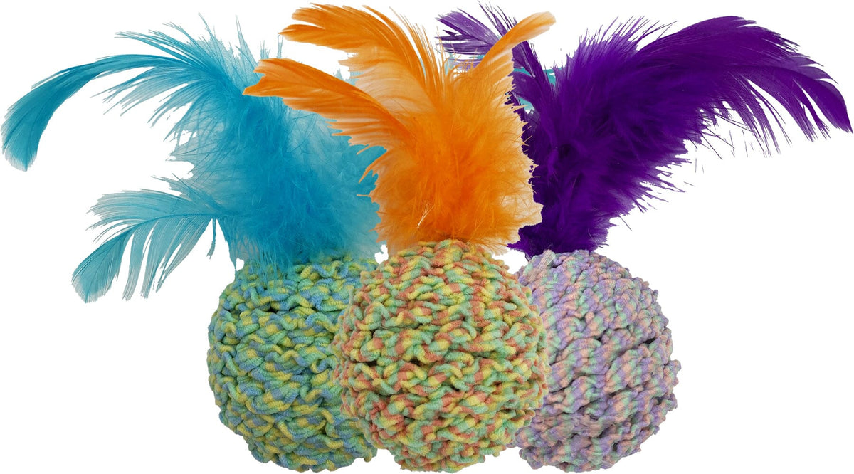 Hem & Boo Feather Rattle Ball Cat Toy, Assorted Cat Toys Hem & Boo 