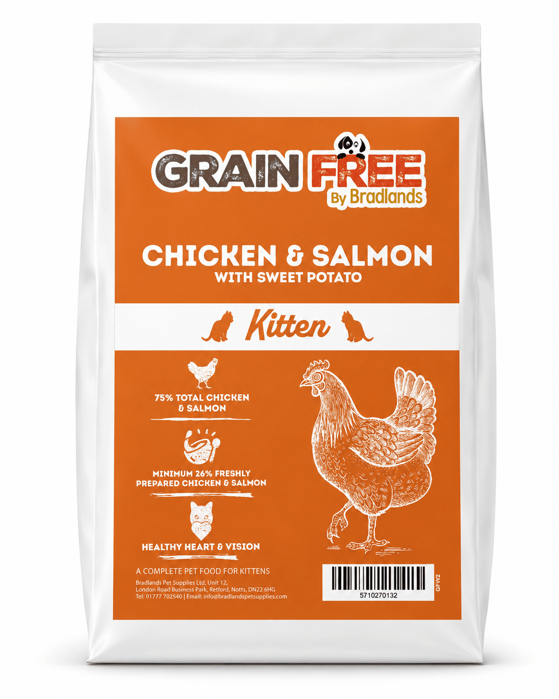 Bradlands Grain Free Kitten Food 2kg Dry Cat Food Bradlands 
