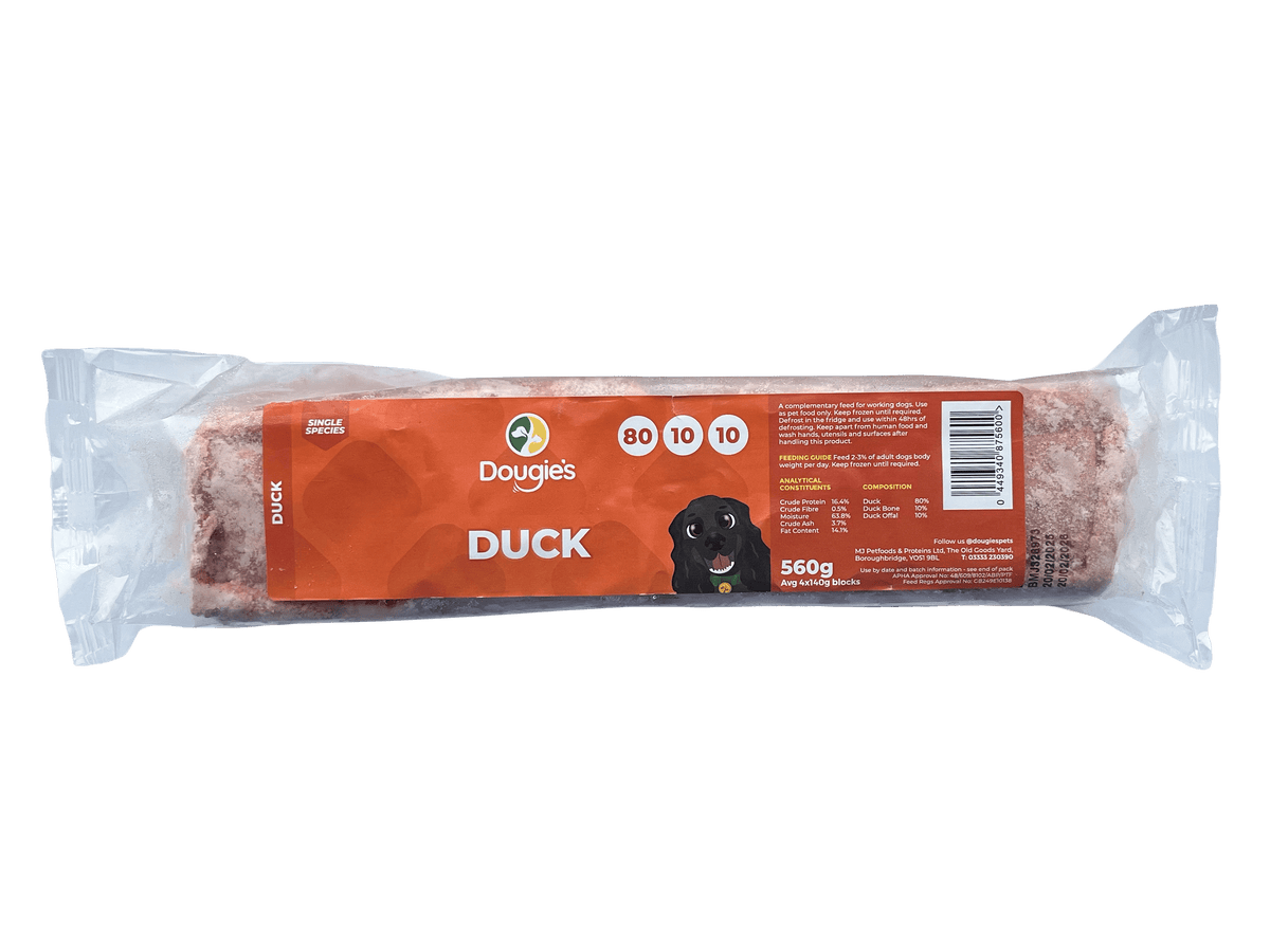 Dougies Duck 80:10:10 Raw Dog Food 560g ❄ Raw Dog Food Dougies 