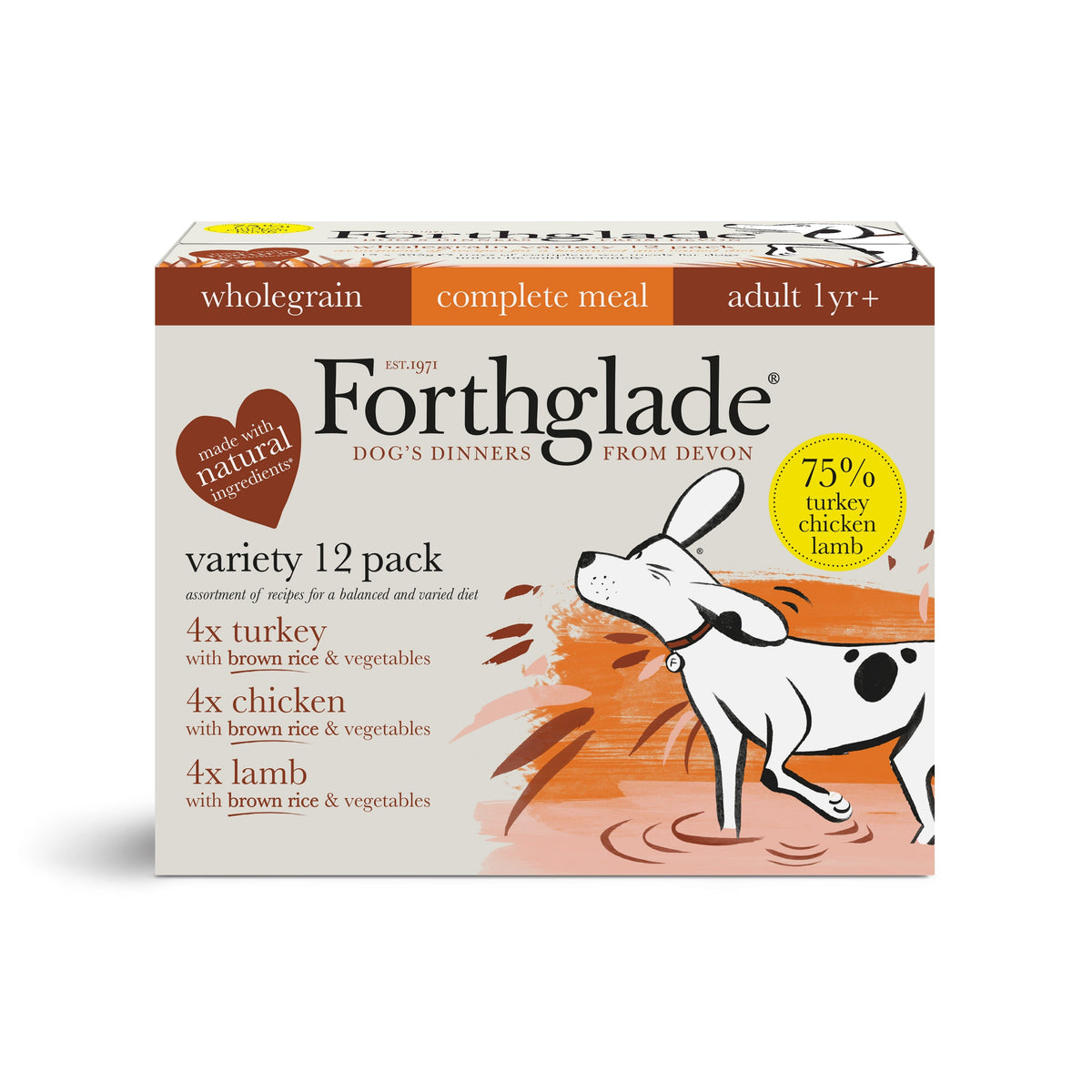 Forthglade Chicken, Lamb & Turkey Brown Rice Dog Food 12 x 395g Wet Dog Food Forthglade 