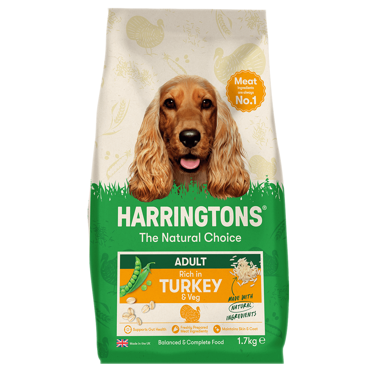 Harringtons Turkey & Veg Adult Dry Dog Food 1.7kg Dry Dog Food Harringtons 