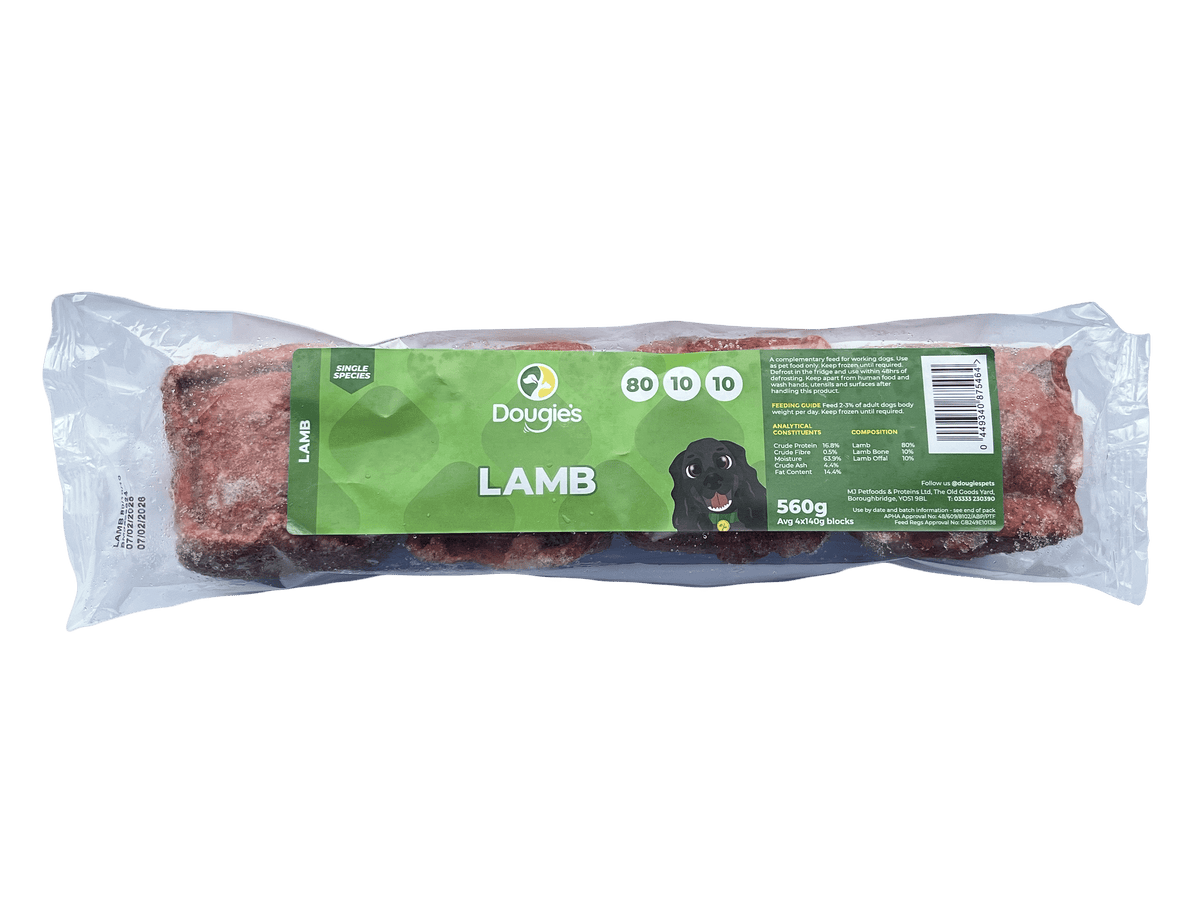 Dougies Lamb 80:10:10 Raw Dog Food 560g ❄ Raw Dog Food Dougies 