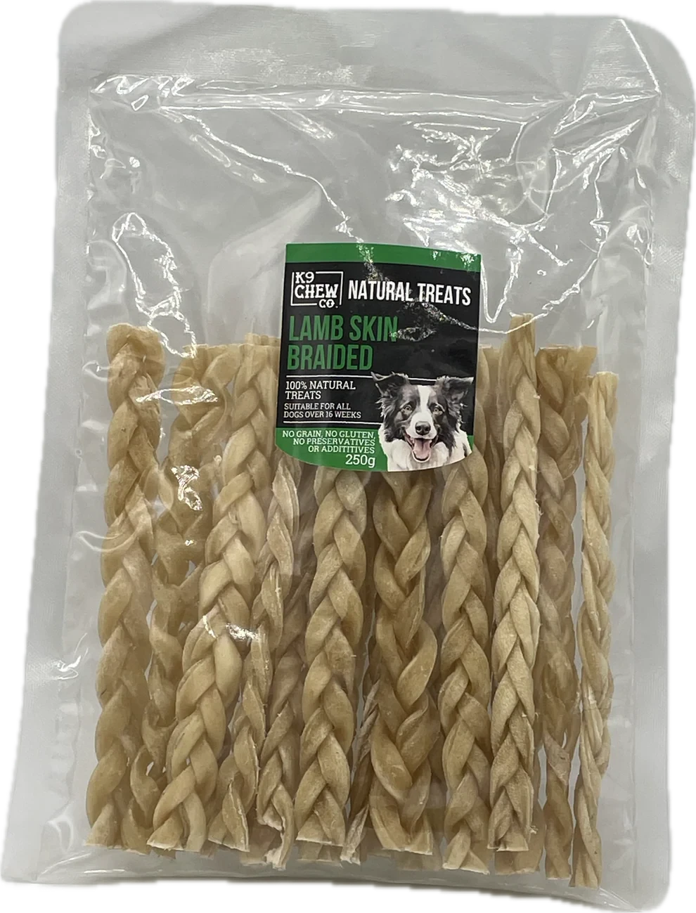 K9 Chew Lamb Skin Braided 250g K9 Chew 