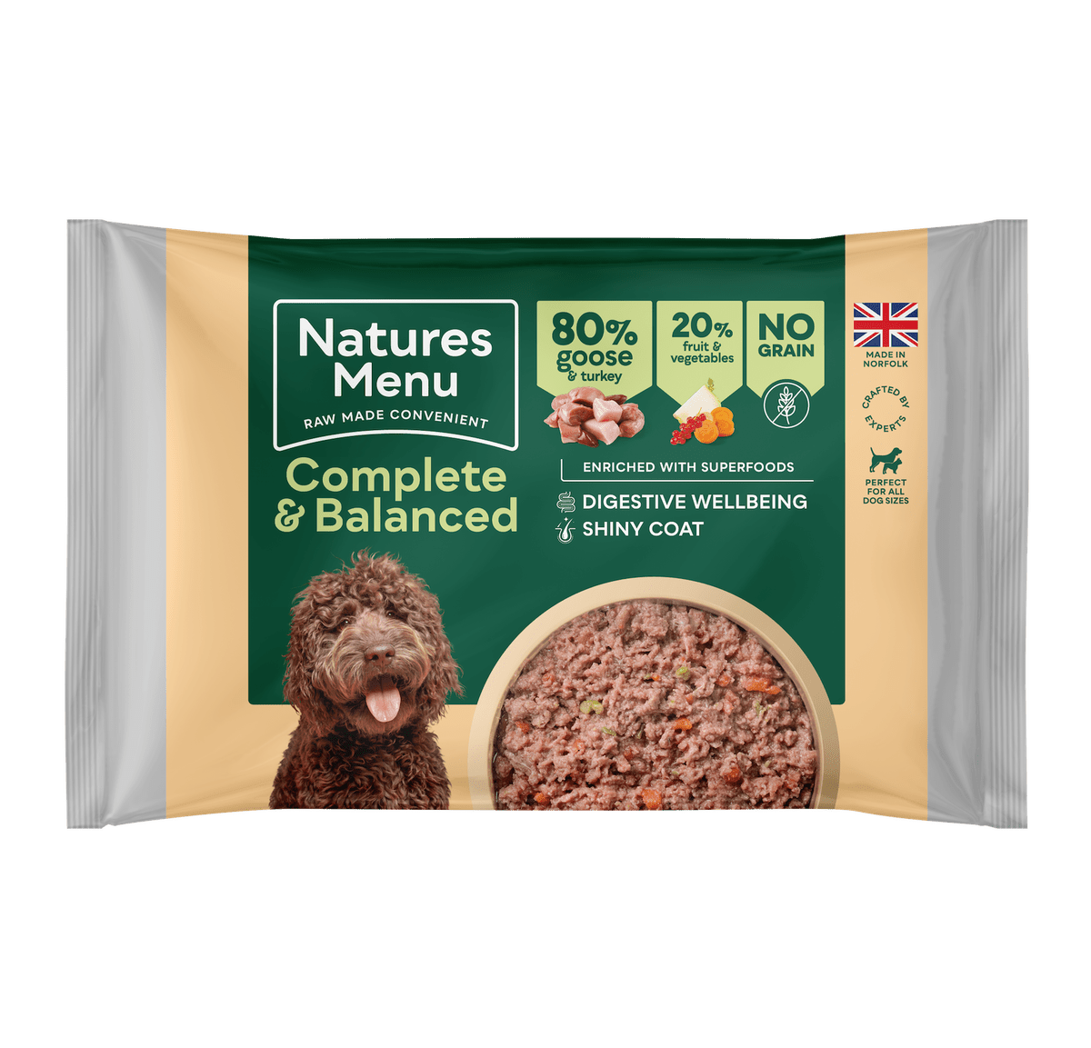 Natures Menu 80/20 Goose & Turkey Raw Dog Food Block 500g Raw Dog Food Natures Menu 