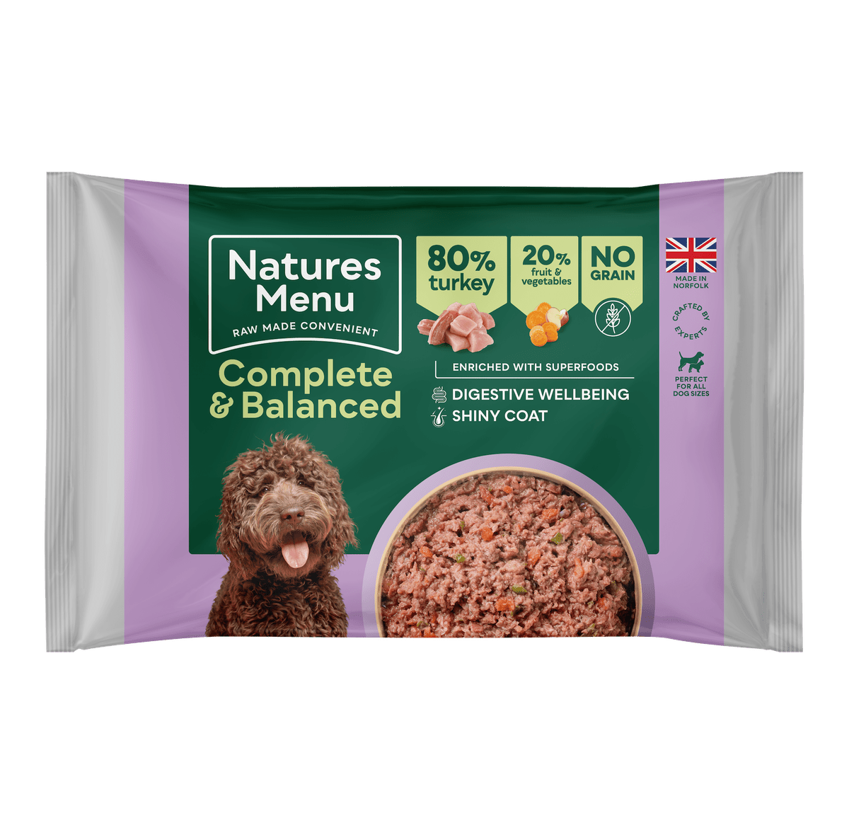 Natures Menu 80/20 Turkey Raw Dog Food Block 500g Raw Dog Food Natures Menu 