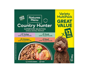 Natures Menu Country Hunter Dog Pouches Superfood Selection 12x150g Wet Dog Food Natures Menu 