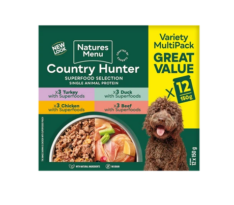 Natures Menu Country Hunter Dog Pouches Superfood Selection 12x150g Wet Dog Food Natures Menu 