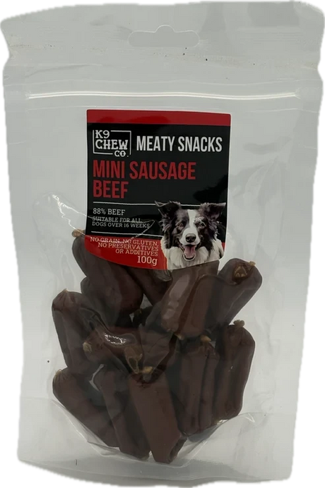 K9 Chew Co Meaty Snacks Mini Sausage Beef 100g K9 Chew 